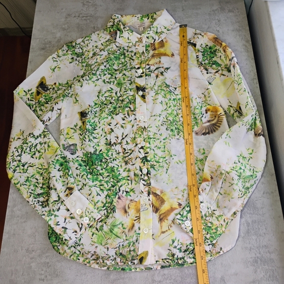 Ted Baker London Butterfly Floral Button Down Shirt Designer Classic Size 0 - Picture 11 of 13